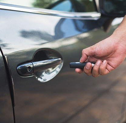 Hand unlocking car door