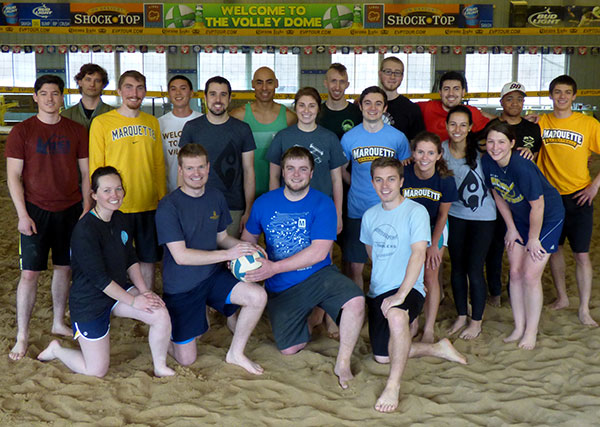 Employees playing Volleyball